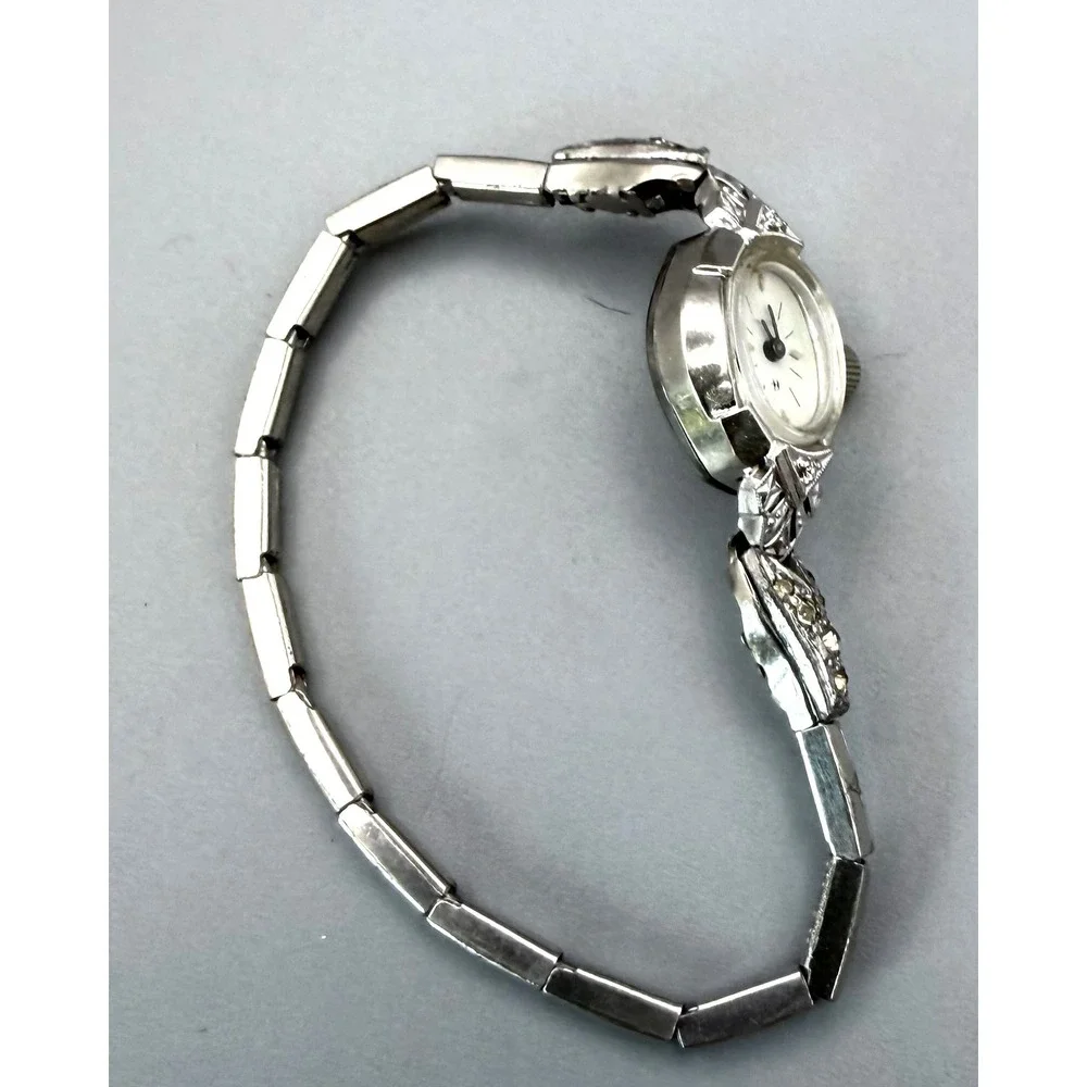 Vintage Hamilton Ladies Watch Art Deco Rhinestone 10K GF Bracelet Working